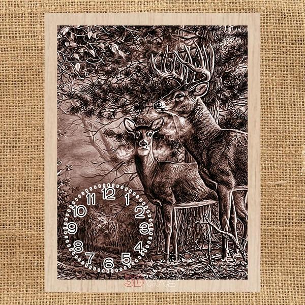 DEERS CLOCK laser-ready file 3DWave.us