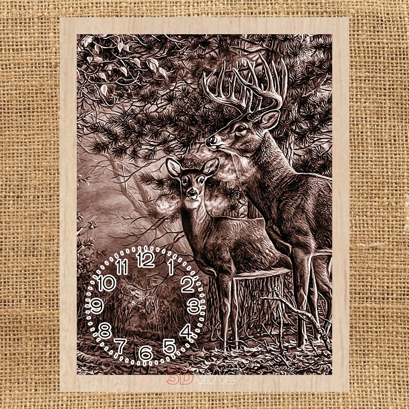 DEERS CLOCK pyroprinter & laser-ready file 3DWave.us