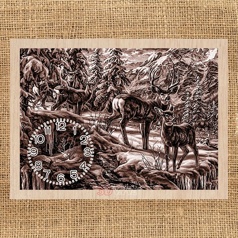 DEERS CLOCK pyroprinter & laser-ready file 3DWave.us