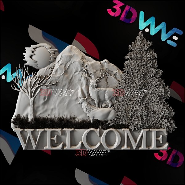 DEERS WELCOME SIGN 3d stl 3DWave.us
