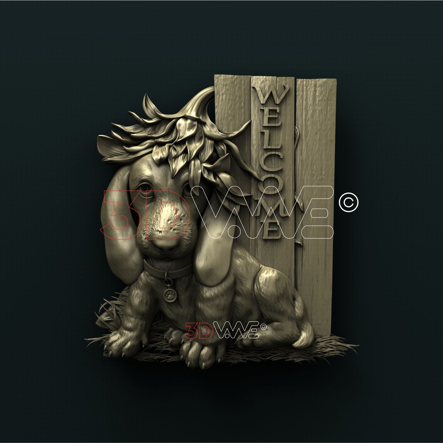 DOG WELCOME SIGN 3D STL 3DWave
