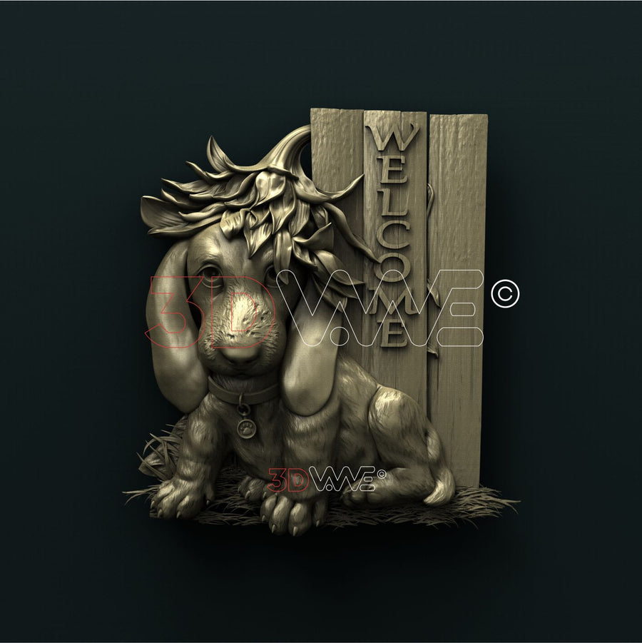 DOG WELCOME SIGN 3D STL 3DWave
