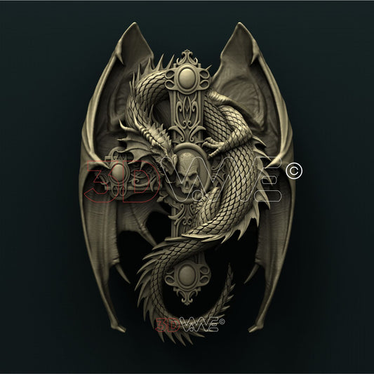 DRAGON ON CROSS 3D STL 3DWave
