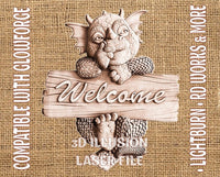 Thumbnail for DRAGON WELCOME SIGN 3d illusion & laser-ready files 3DWave.us