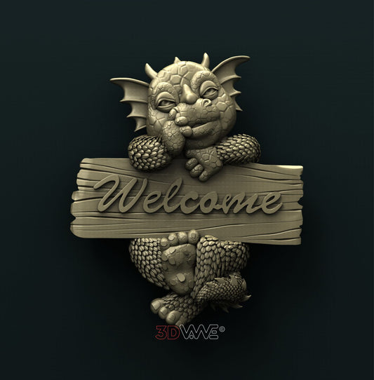 DRAGON WELCOME SIGN 3D STL 3DWave