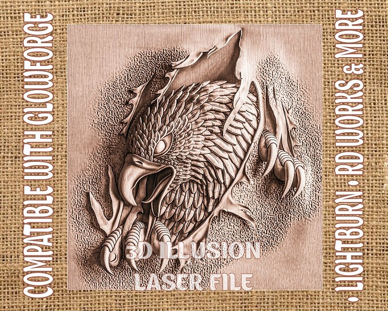 EAGLE 3d illusion & laser-ready file 3DWave.us