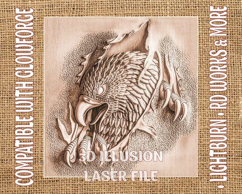 Eagle 3d illusion & laser-ready files - 3DWave.us