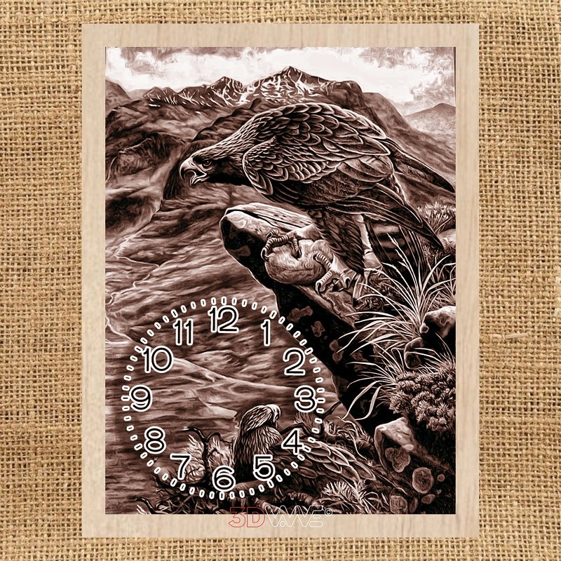 EAGLE CLOCK pyroprinter & laser-ready file 3DWave.us