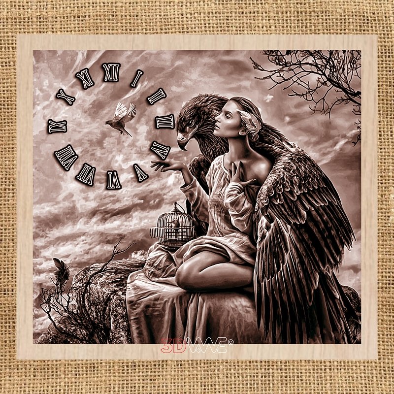 EAGLE GIRL CLOCK pyroprinter & laser-ready files 3DWave.us