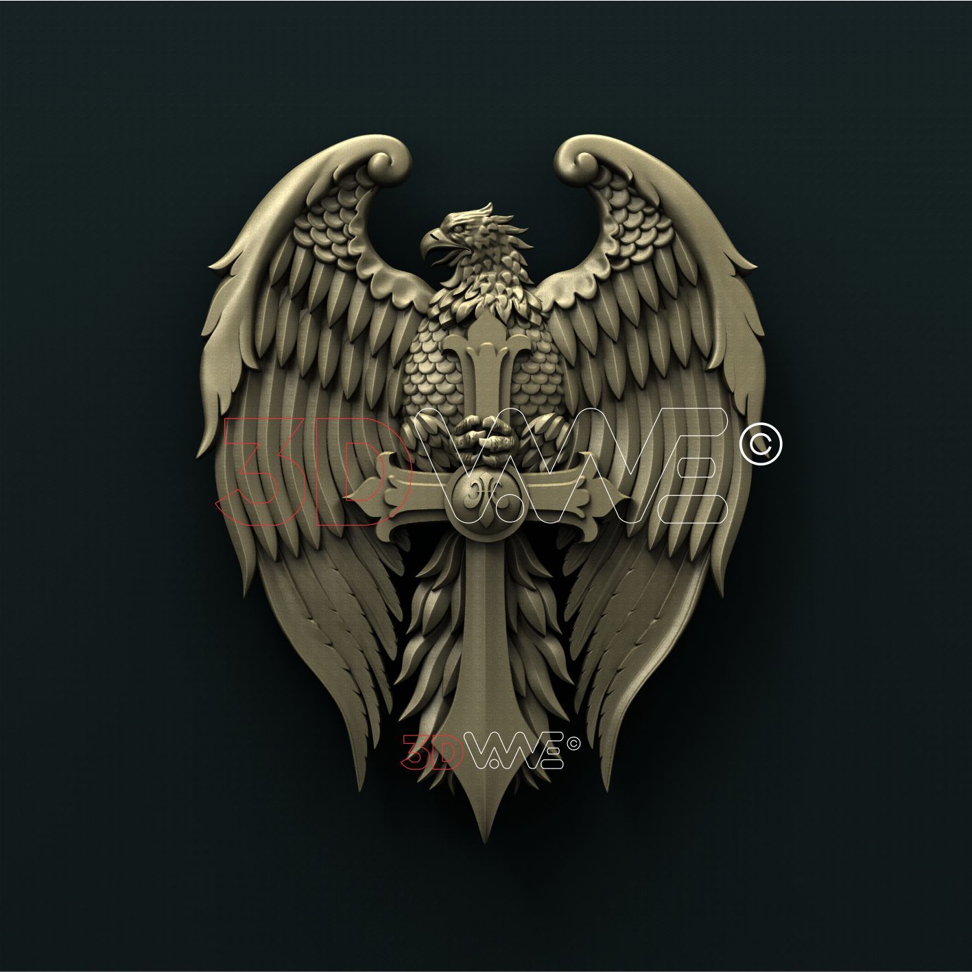 EAGLE ON A CROSS 3D STL 3DWave