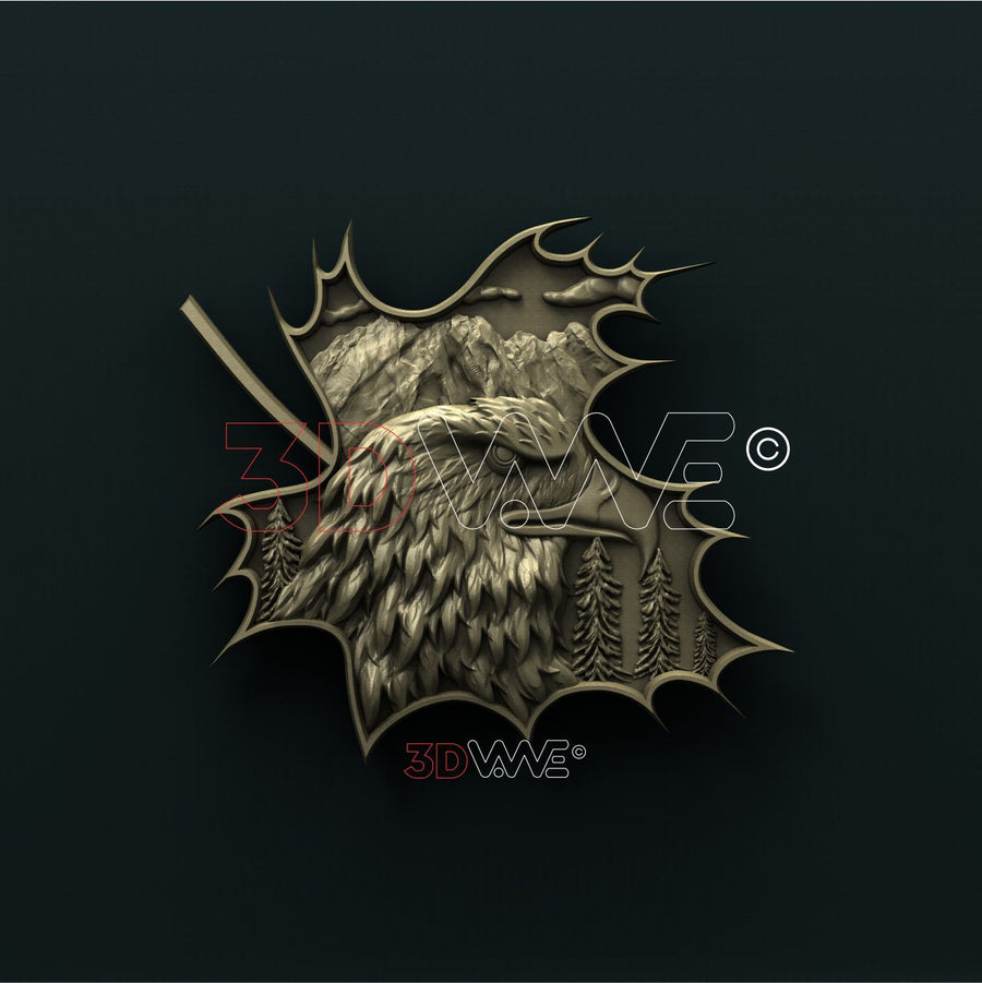 EAGLE ON LEAF 3D STL 3DWave