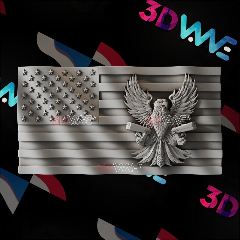 EAGLE WITH GUNS 3d stl 3DWave.us