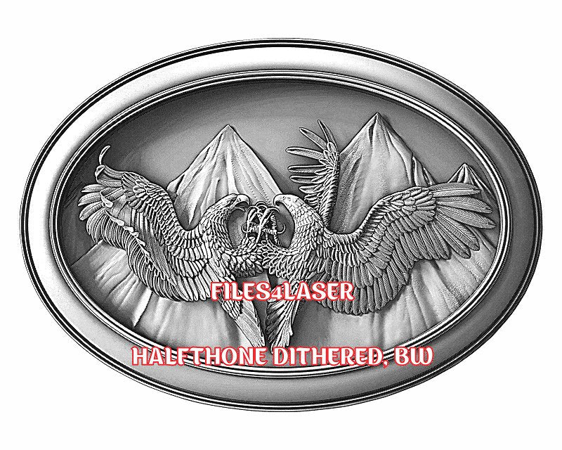 Eagles fighting 3d illusion & laser-ready files - 3DWave.us