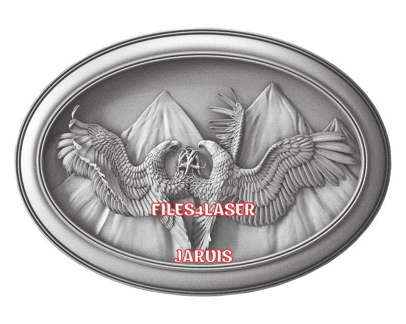Eagles fighting 3d illusion & laser-ready files - 3DWave.us
