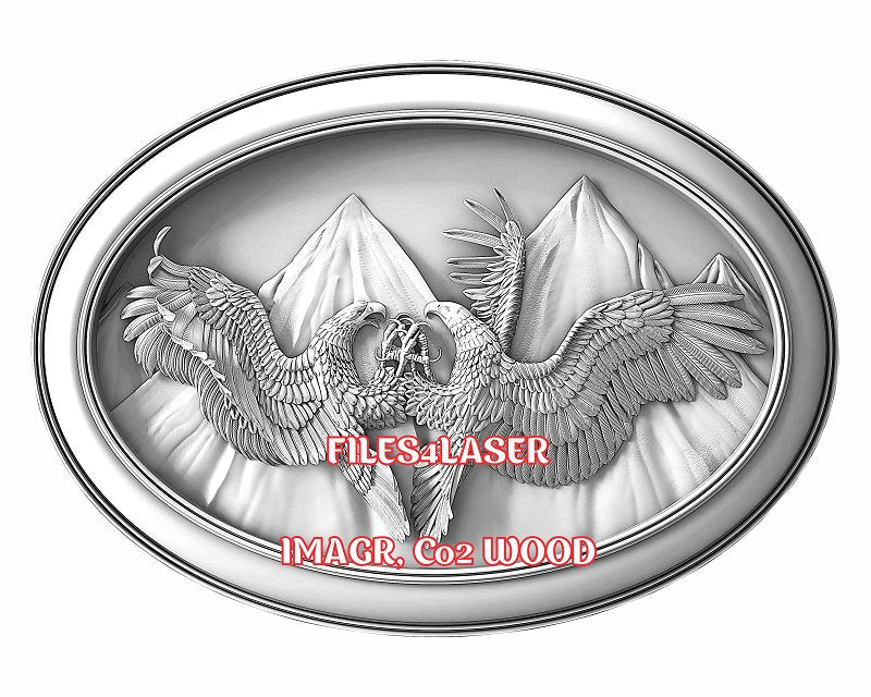 Eagles fighting 3d illusion & laser-ready files - 3DWave.us