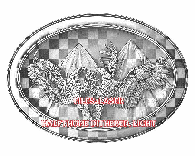 Eagles fighting 3d illusion & laser-ready files - 3DWave.us
