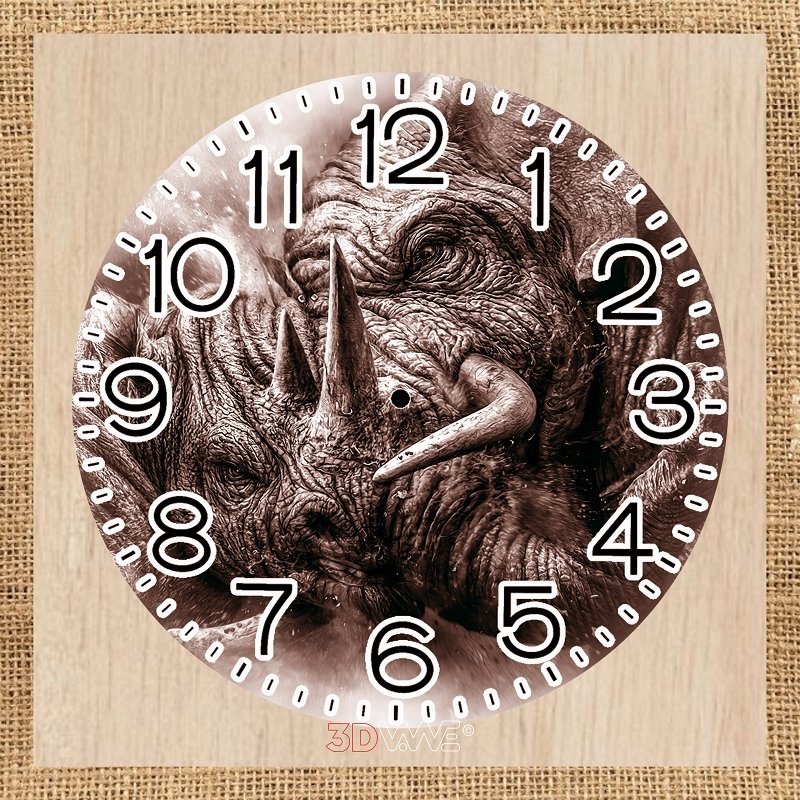 ELEPHANT AND RINOCEROS CLOCK pyroprinter & laser-ready file 3DWave.us