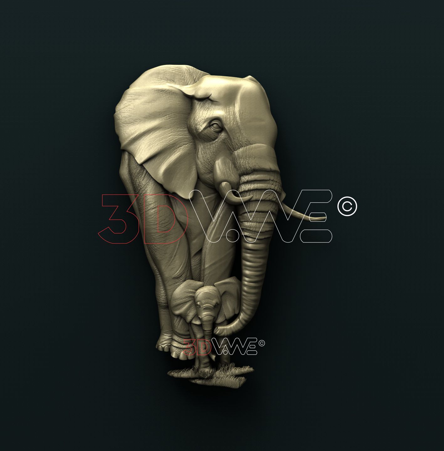 ELEPHANTS 3D STL 3DWave