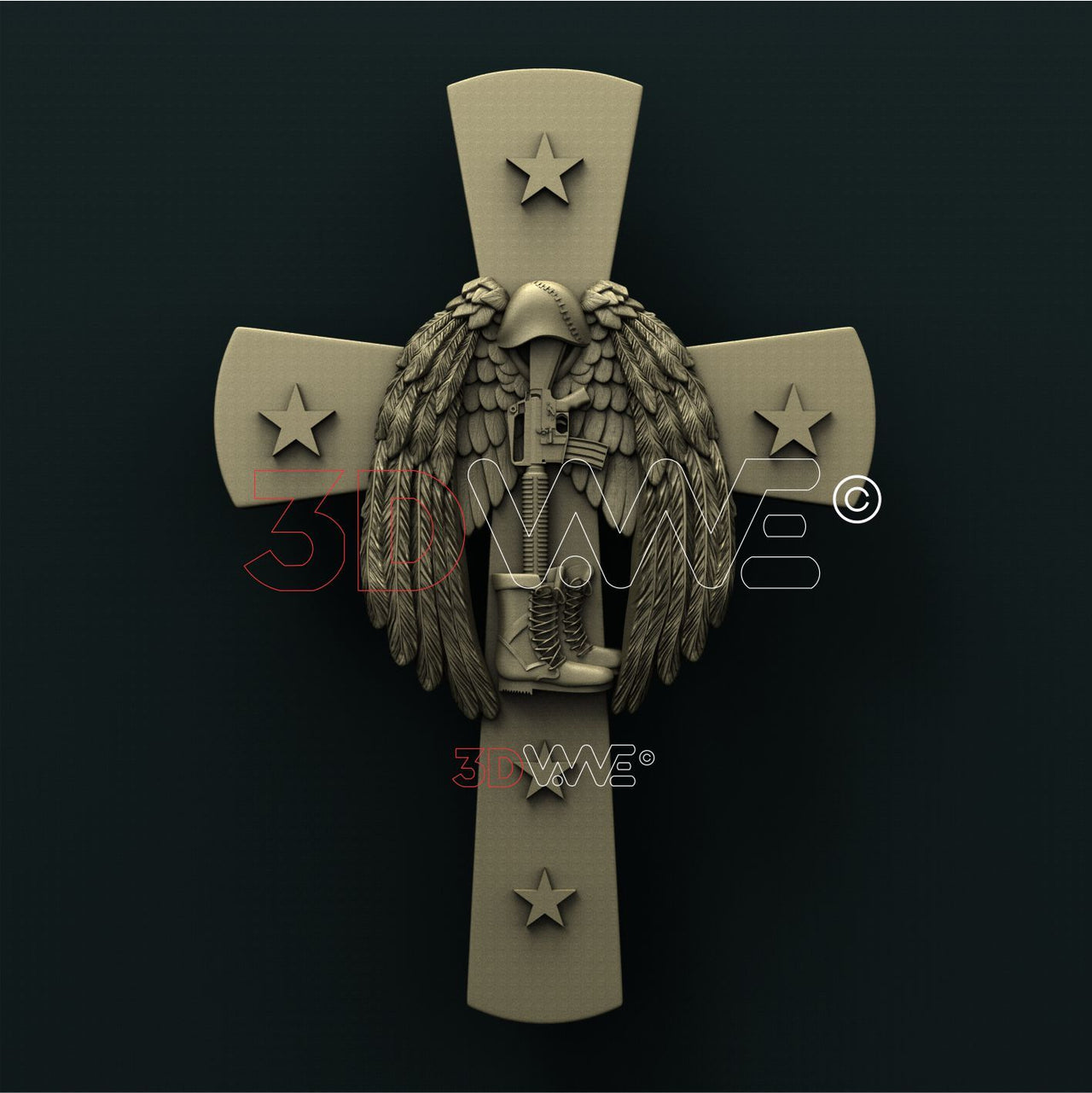 FALLEN SOLDIER CROSS 3D STL 3DWave