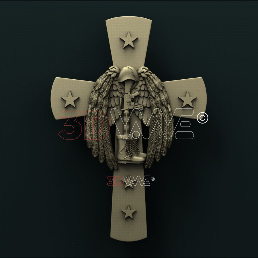 FALLEN SOLDIER CROSS 3D STL 3DWave