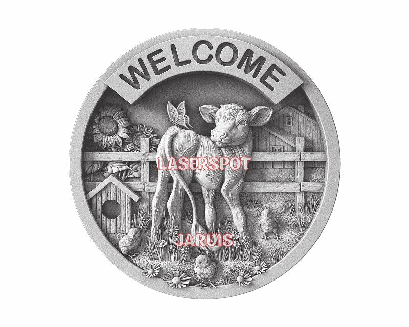 Farm welcome sign 3d illusion & laser-ready files - 3DWave.us