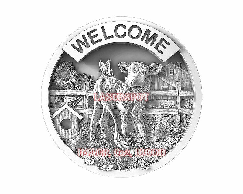 Farm welcome sign 3d illusion & laser-ready files - 3DWave.us