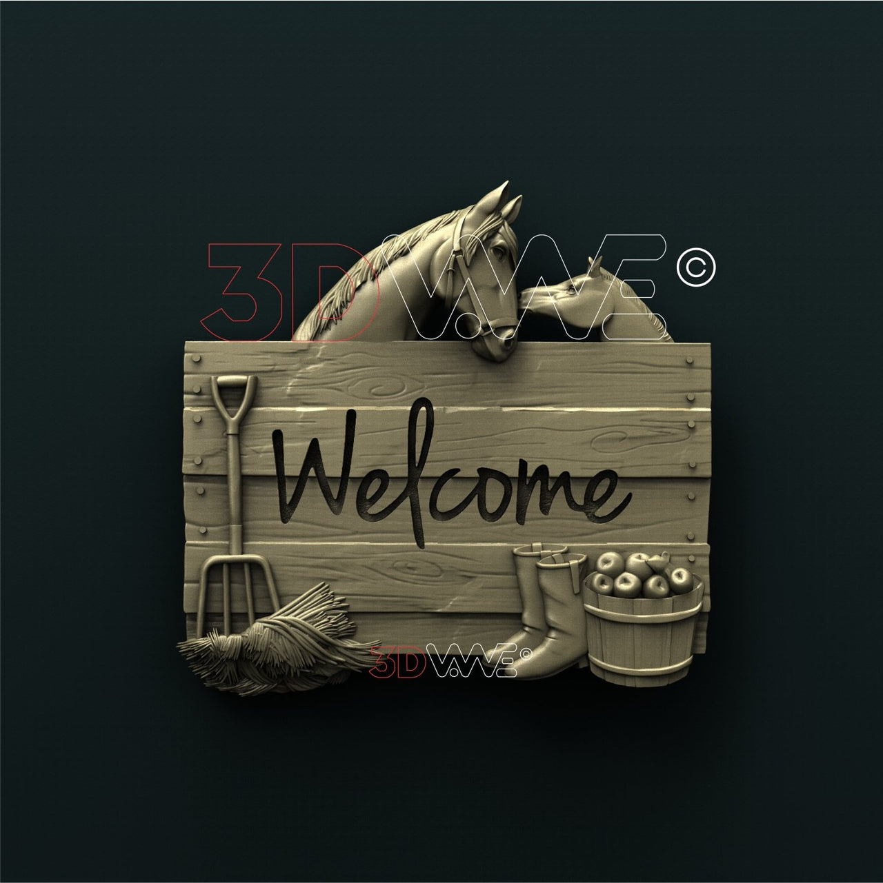 FARM WELCOME SIGN 3D STL 3DWave