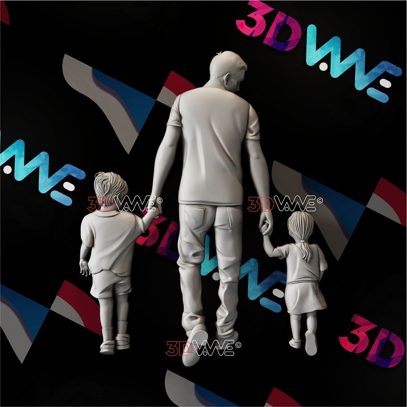 FATHER, SON and DAUGHTER 3d stl 3DWave.us