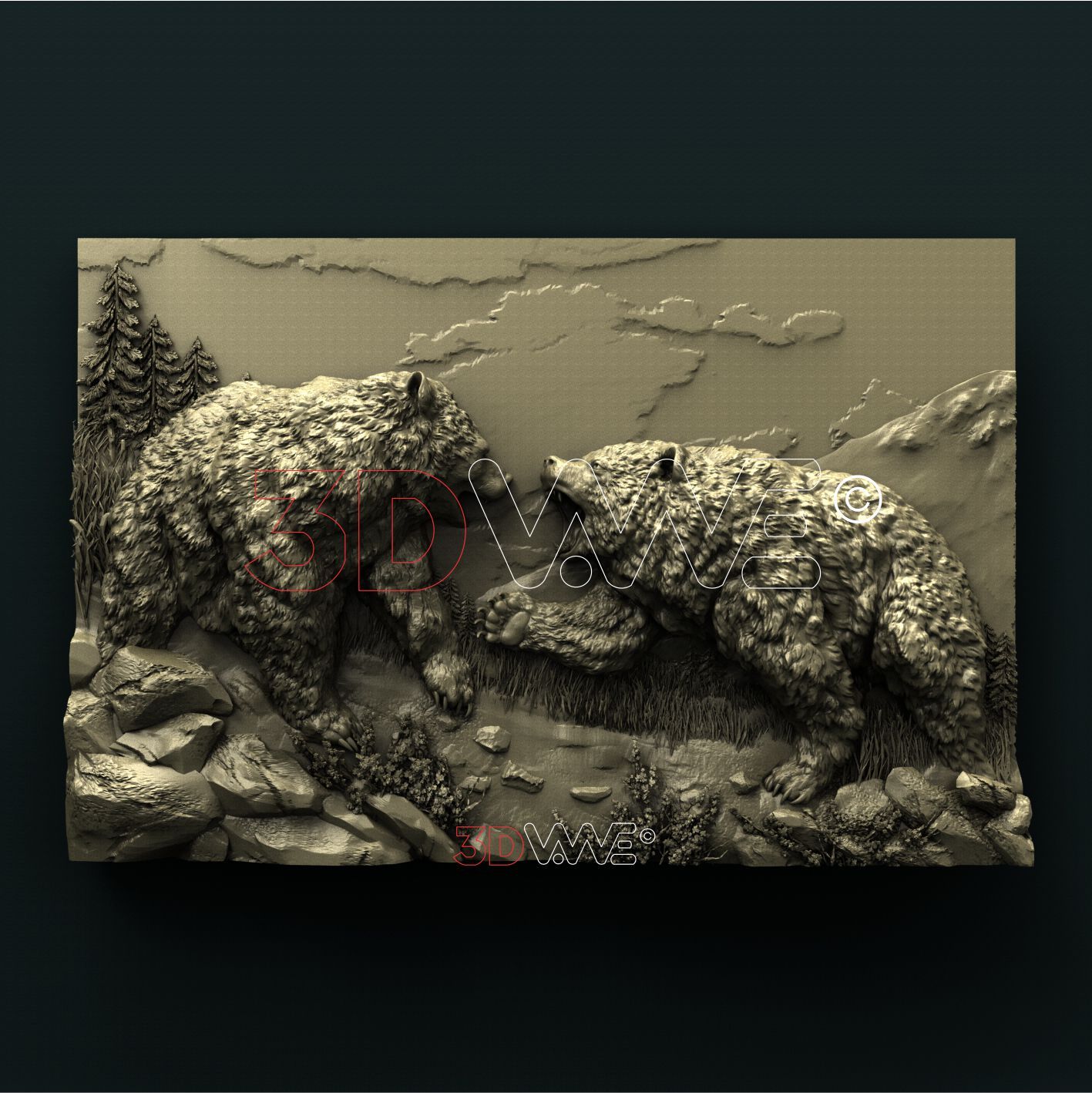 FIGHTING BEARS 3D STL 3DWave
