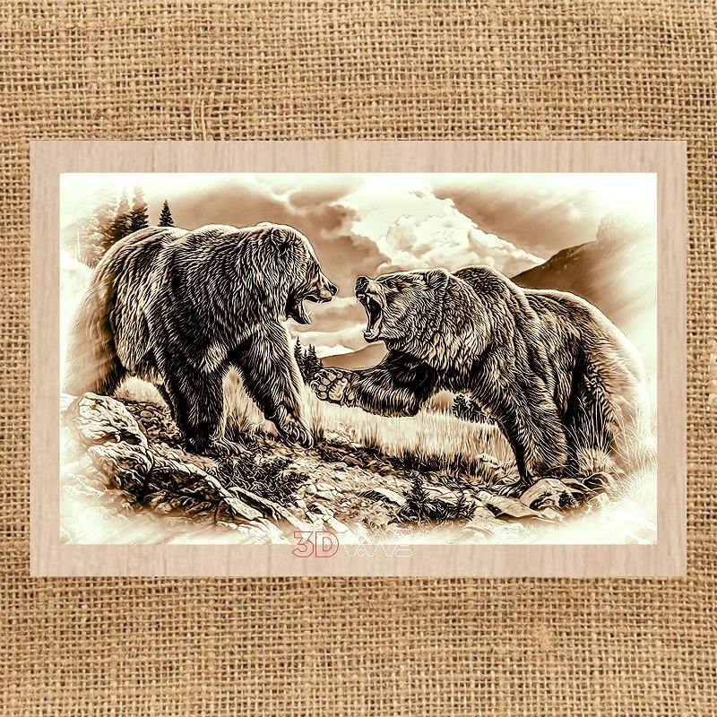 FIGHTING BEARSlaser-ready grayscale file 3DWave.us