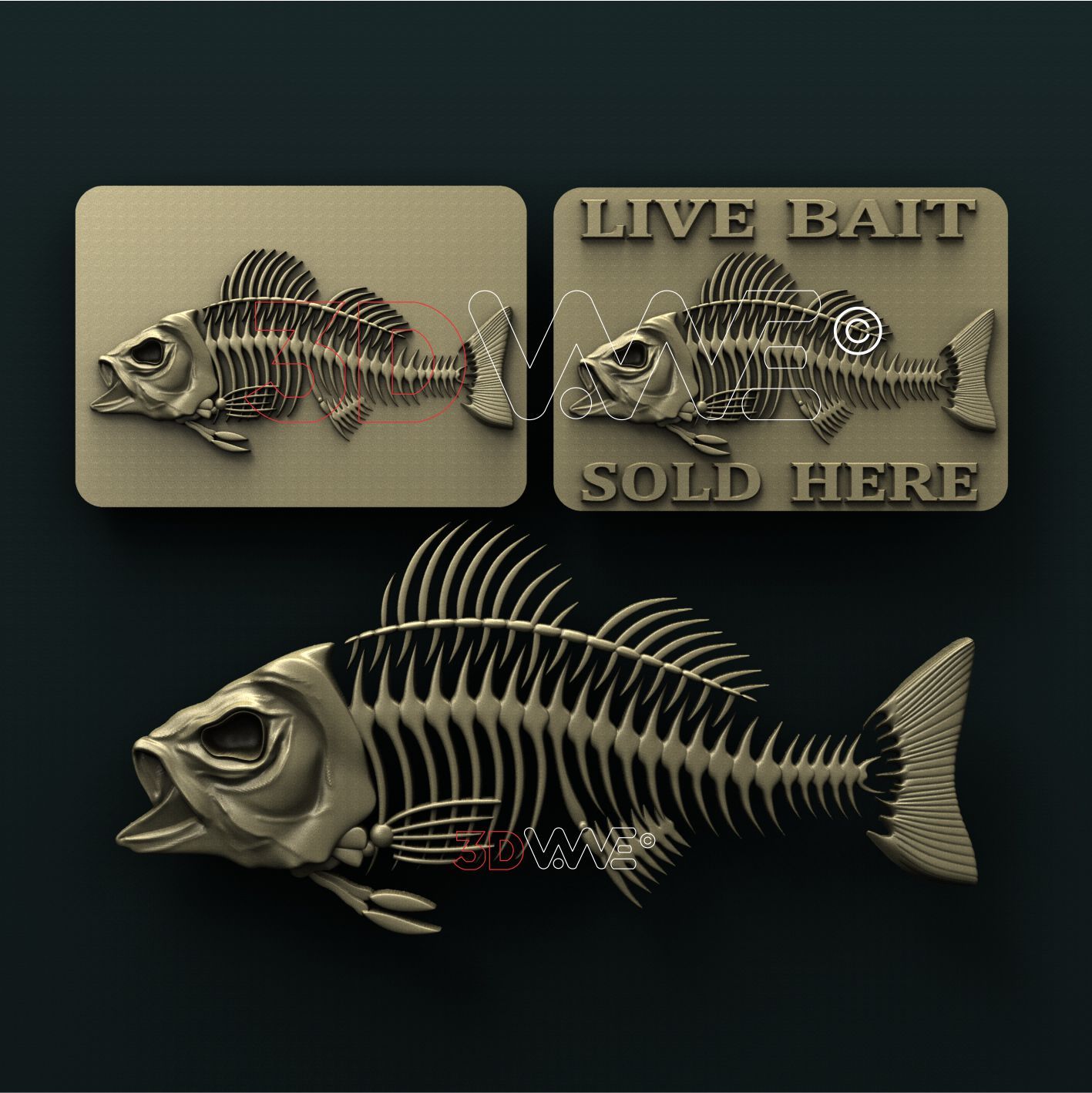 FISH SKELETON SIGN 3D STL 3DWave