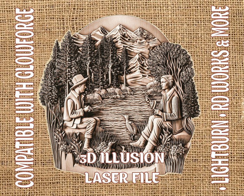 Fisherman 3d illusion & laser-ready files - 3DWave.us