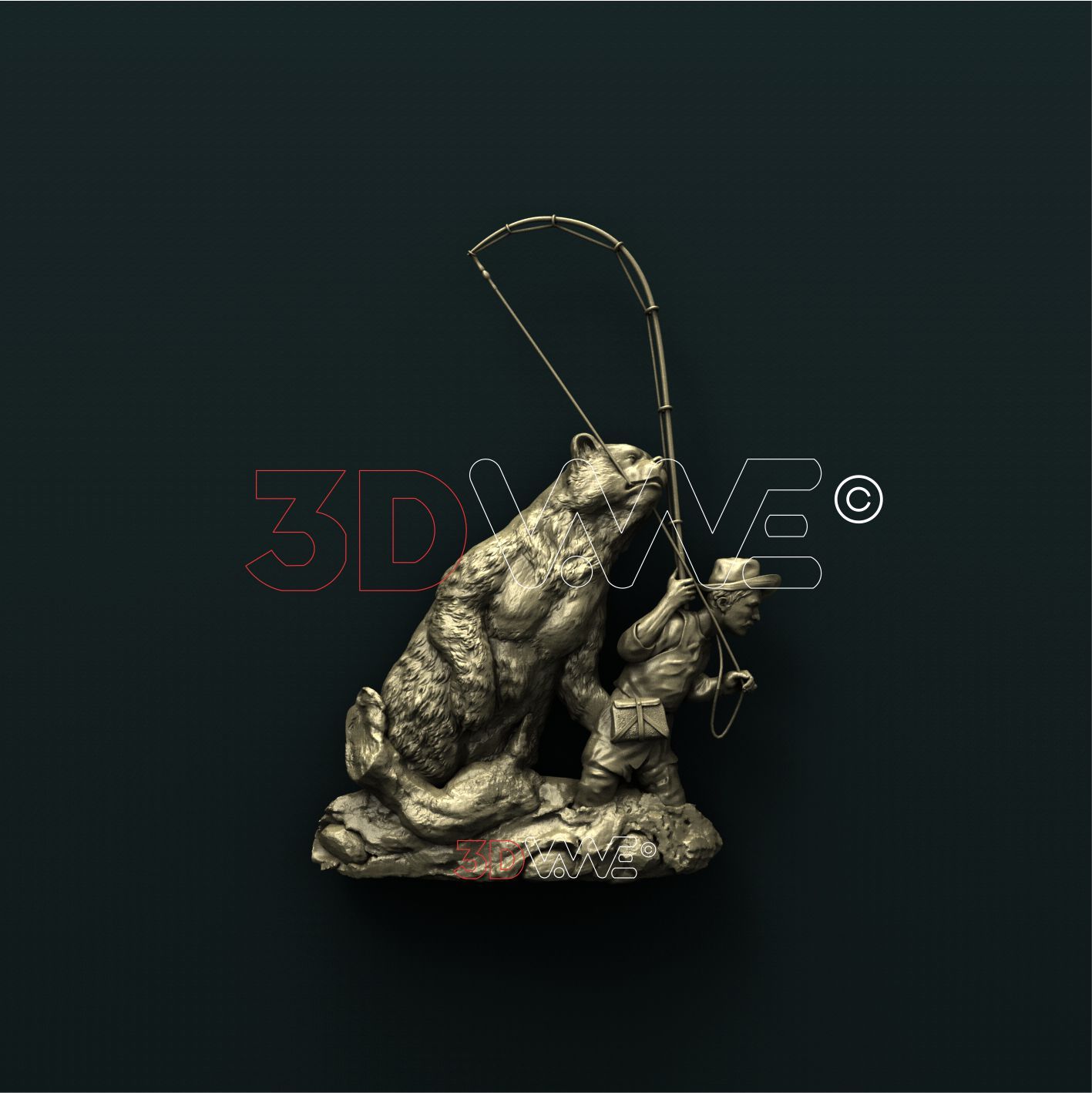 FISHERMAN AND BEAR 3D STL 3DWave