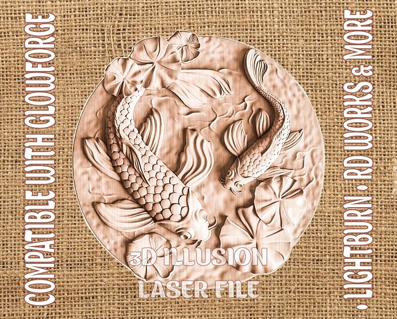 FISHES 3d illusion & laser-ready files 3DWave.us