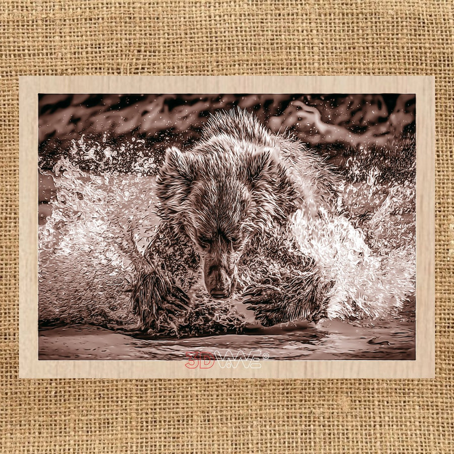 FISHING BEAR pyroprinter & laser-ready file 3DWave.us