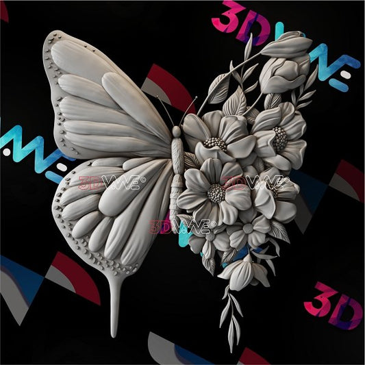 FLOWER BUTTERFLY 3d stl 3DWave.us