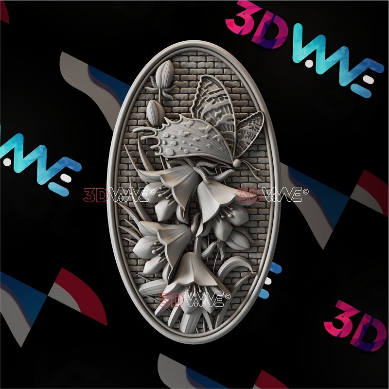 FLOWERS AND BUTTERFLY 3d stl 3DWave.us