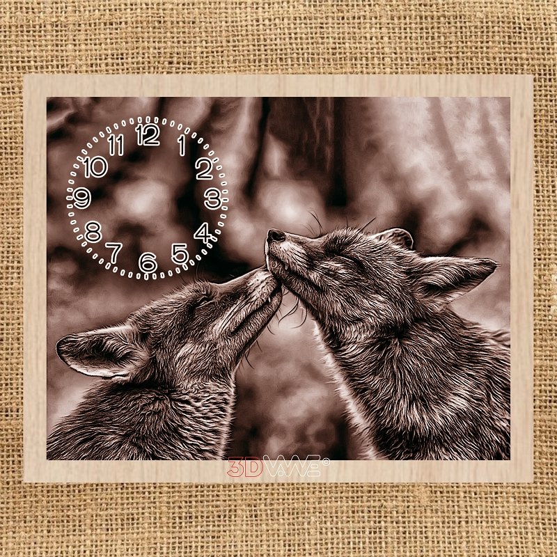 FOXES CLOCK pyroprinter & laser-ready file 3DWave.us