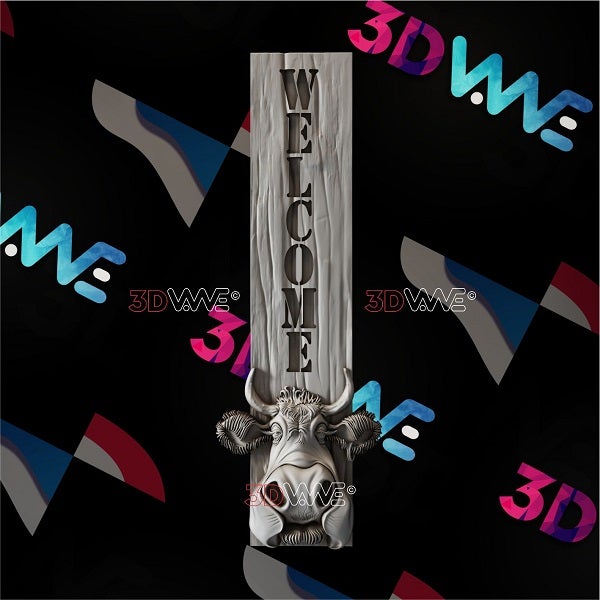 FUNNY COW WELCOME SIGN 3d stl 3DWave.us