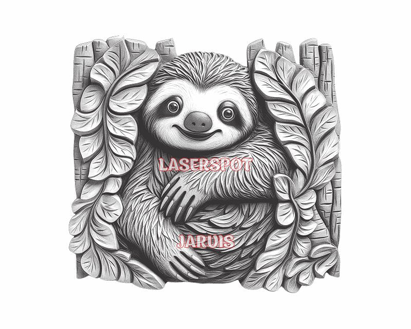 Funny sloth 3d illusion & laser-ready files - 3DWave.us