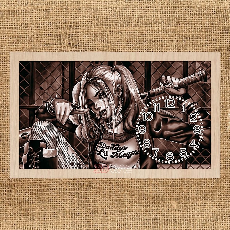 GANGSTA GIRL CLOCK pyroprinter & laser-ready file 3DWave.us