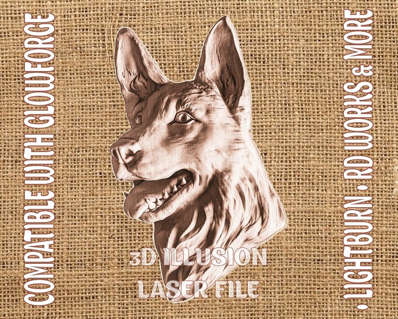 GERMAN SHEPHERD 3d illusion & laser-ready files 3DWave.us