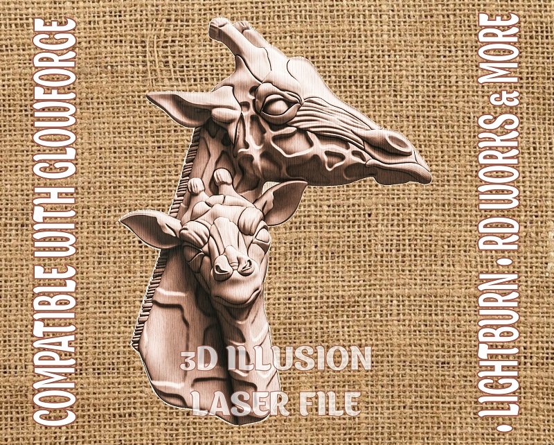 GIRAFFES 3d illusion & laser-ready file 3DWave.us