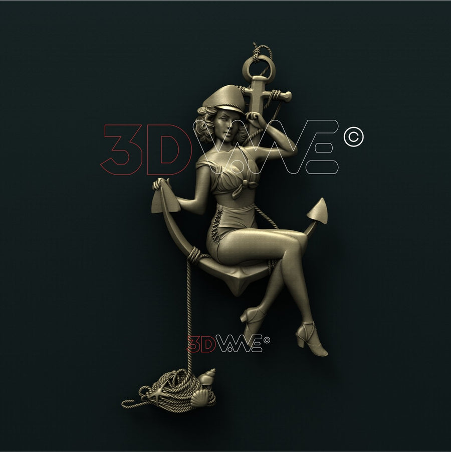 GIRL ON ANCHOR 3D STL 3DWave