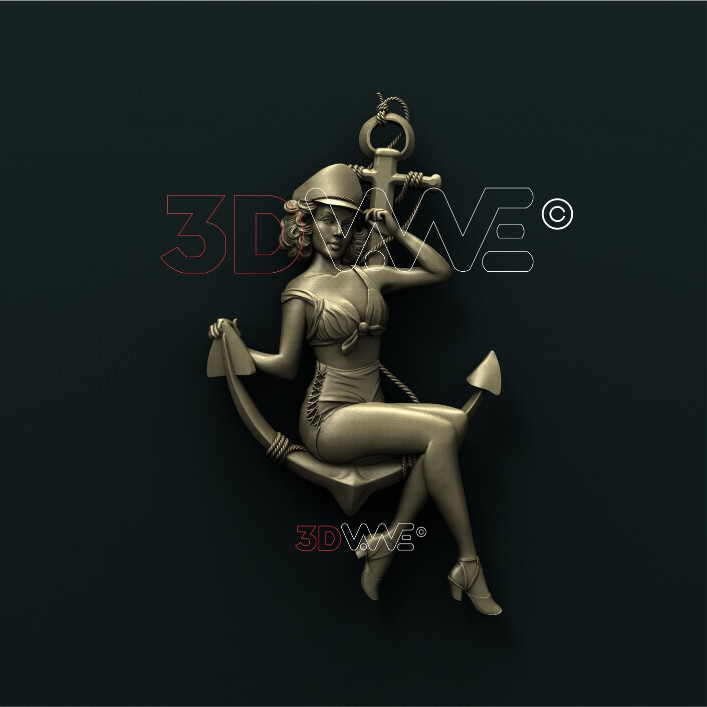 GIRL ON ANCHOR 3D STL 3DWave