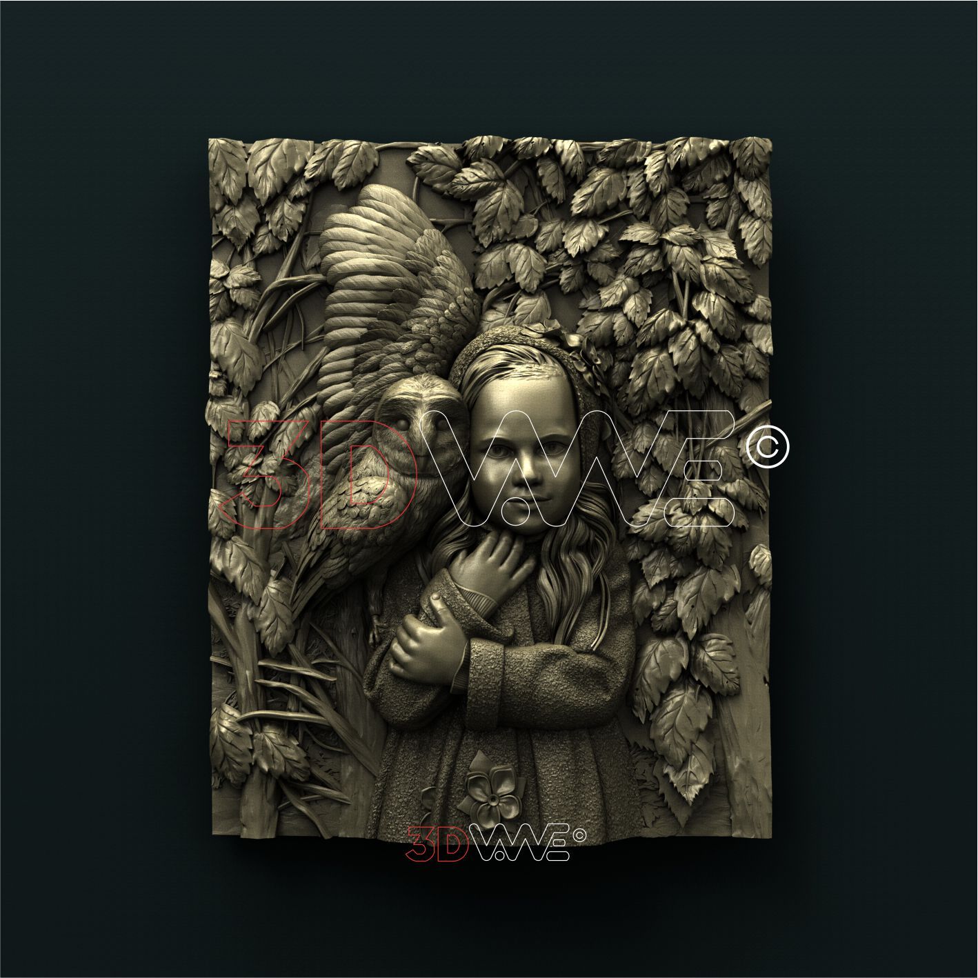 GIRL WITH A OWL 3D STL 3DWave