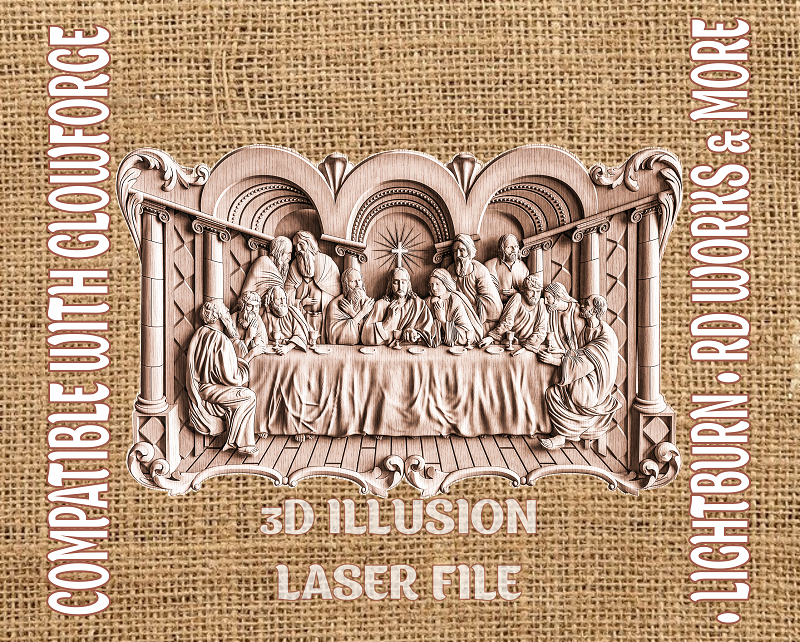 The last supper 3d illusion & laser-ready file 3DWave.us