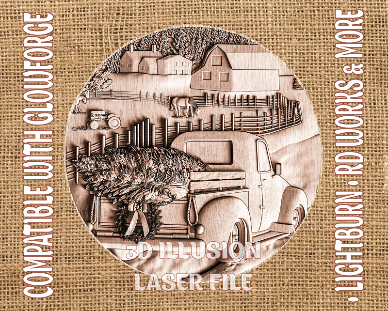 Christmas 3d illusion & laser-ready file 3DWave.us