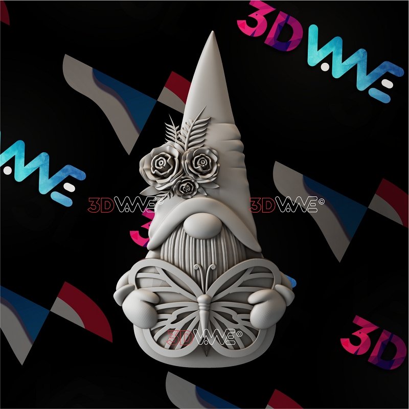 GNOME WITH BUTTERFLY 3d stl 3DWave.us