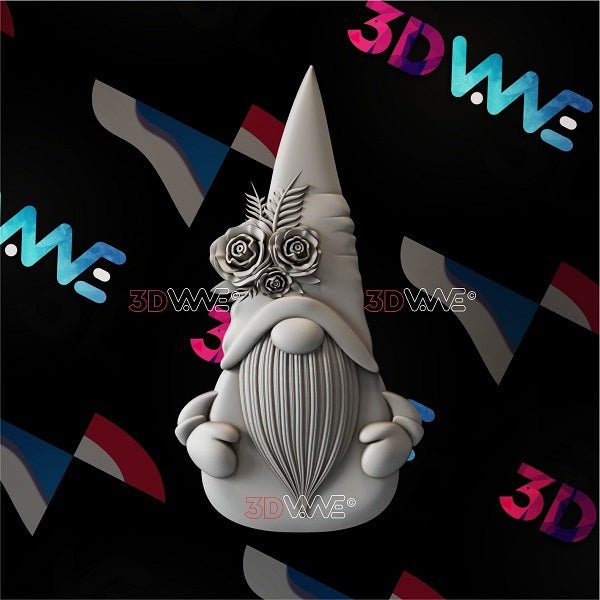 GNOME WITH FLOWERS 3d stl 3DWave.us